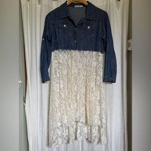 Denim Jacket with Cream Lace